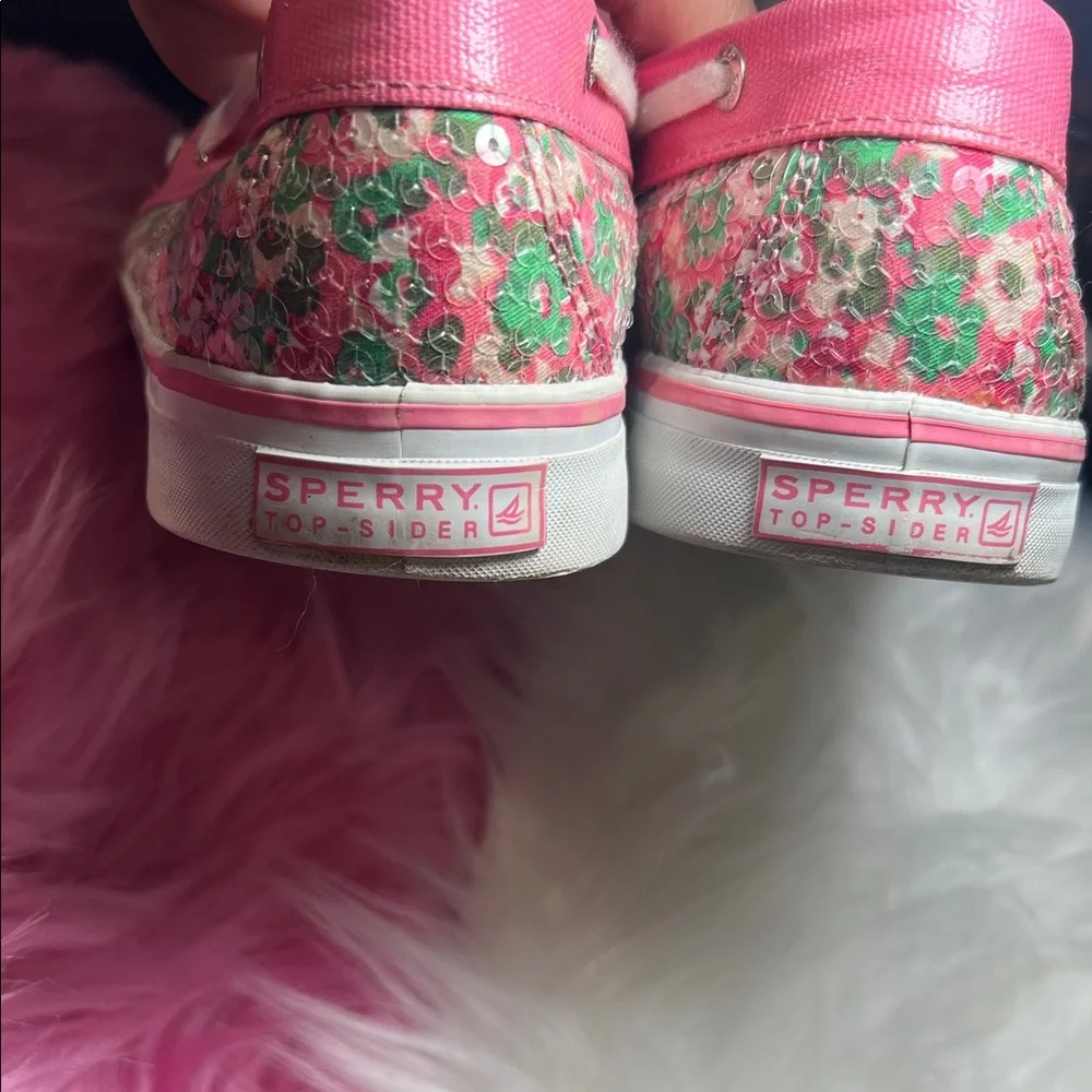 Sperry Women's Pink and Green Floral Sneakers